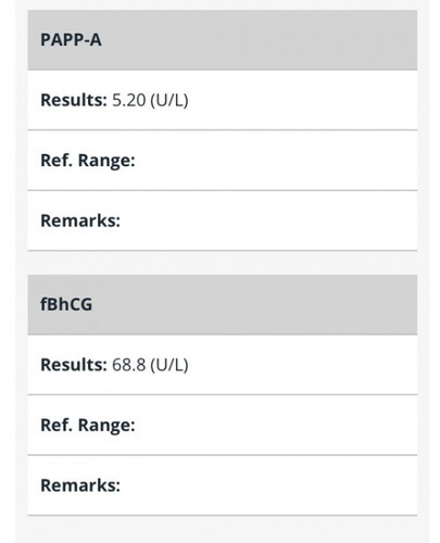 First tri screening results for down syndrome. Normal or no?