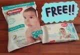 Free wet wipes and diapers!