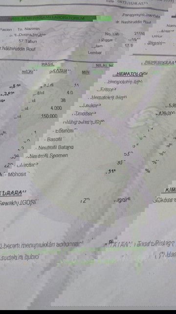 Hb rendah 5 pada orang dewasa