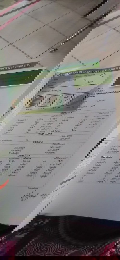 Tes lab di minggu 32