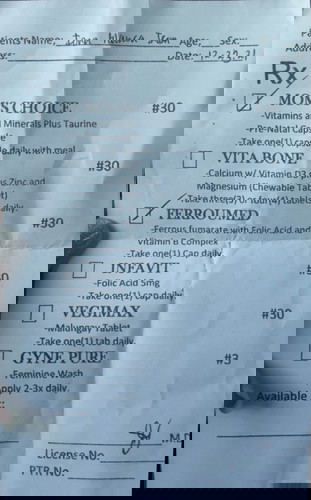 Pre-natal Vitamins/Moms Choice/Ferroumed