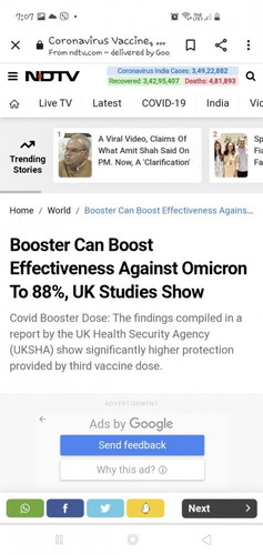 Effectivenessof booster shot against Omicron