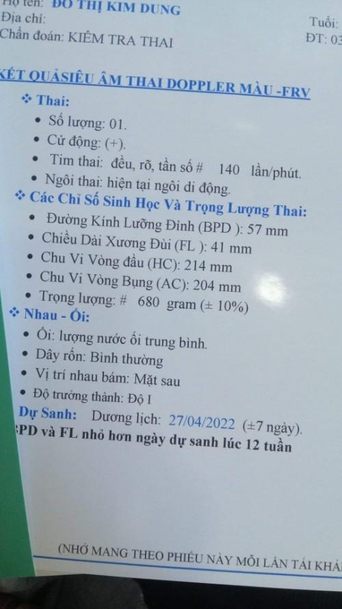 Mấy m ơi cho mh hỏi co m nào dự sanh 20/4/22 ko ạ, bé của Mấy m đo về đường kính lương đỉnh, với chi