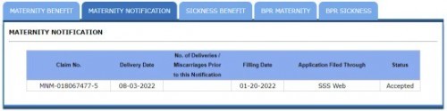 SSS Maternity Notification Voluntary Member