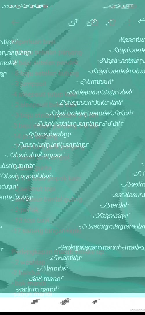 List perlengkapan bayi