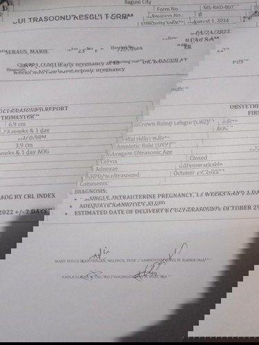 Hi mga marsh ano po meaning netong diagnostic sa ultrasound ko normal or ectopic 😅?