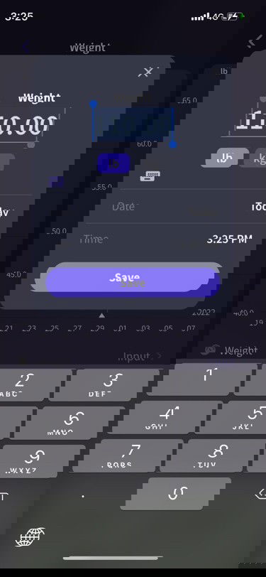 Saya nak isi data weight