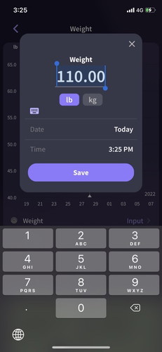 Saya nak isi data weight