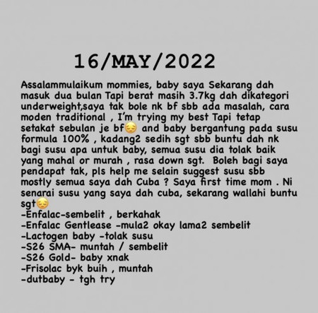 Susu formula tak serasi😔😔