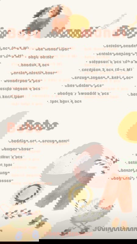 List kebutuhan baby & mom