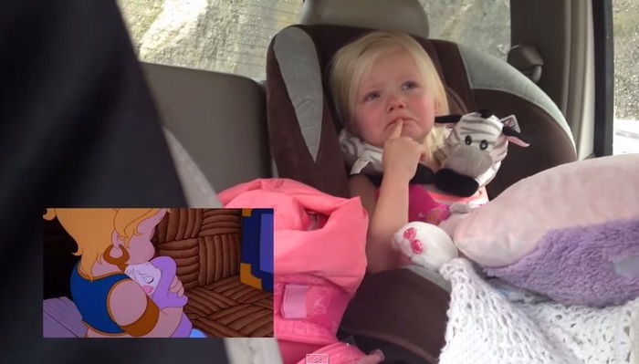 Toddler gets emotional while watching cartoons - Such a sweet girl!
