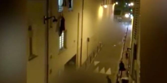 Watch: Pregnant woman hangs from a window during the Paris attacks