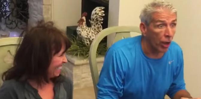 Watch: Adorable dad finds out he's going to be a grandpa through a fun game!