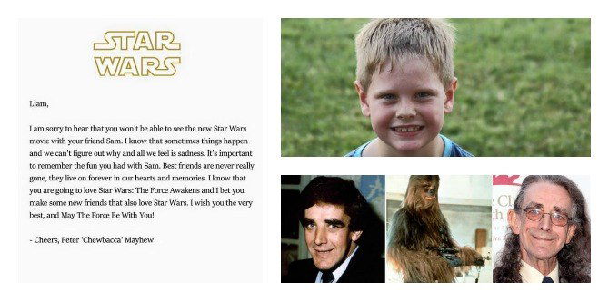 Dad thanks Star Wars' Chewbacca for touching letter to his late son's friend