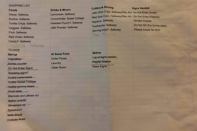 Whoops! Mom finds daughter's illicit party planning list