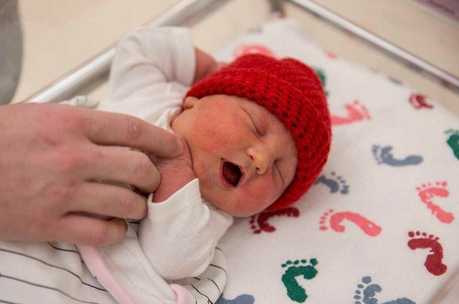 babies in red caps