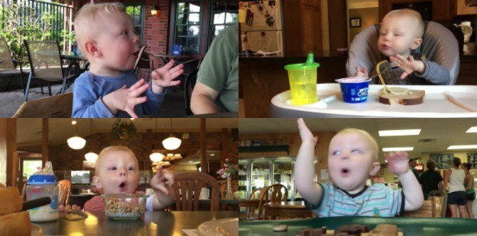 This cute little baby has the most wonderful reaction to food