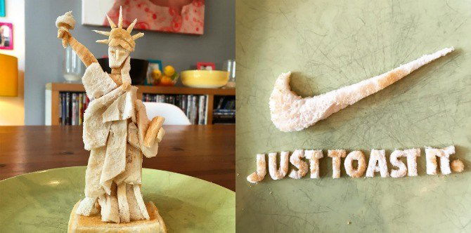This 9-year-old has severe allergies, so her dad makes her amazing toast sculptures to get her excited about breakfast again