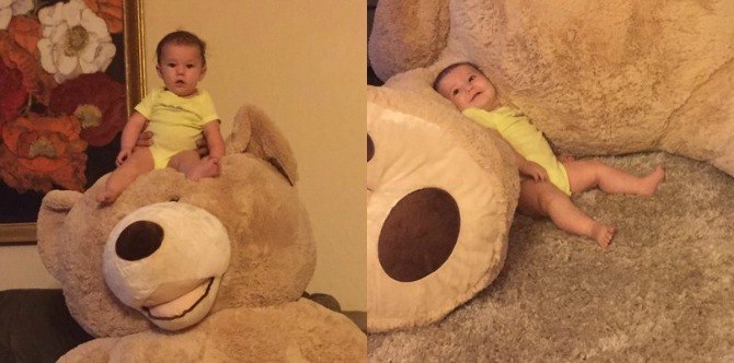 This grandpa bought his granddaughter a gigantic teddy bear, melts the internet's heart