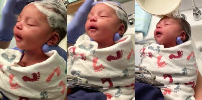 Stressed? This video of a newborn enjoying her shampoo is sure to make you smile