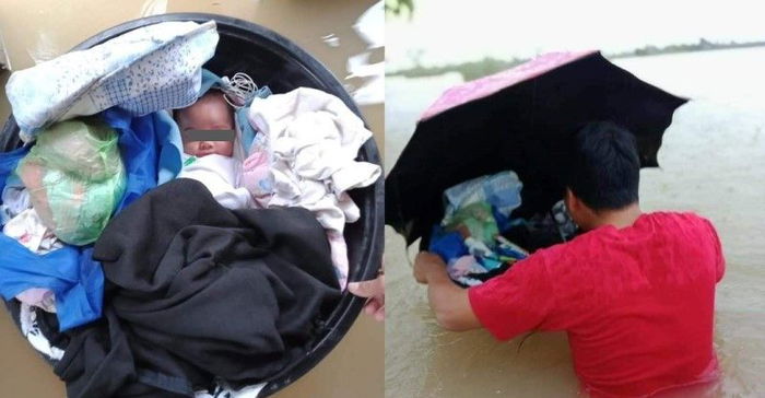 LOOK: Baby na inilagay sa palanggana, ligtas na