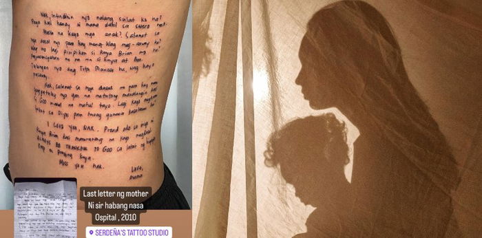 Tattoo design ng isang lalaki, huling liham ng kaniyang ina bago pumanaw
