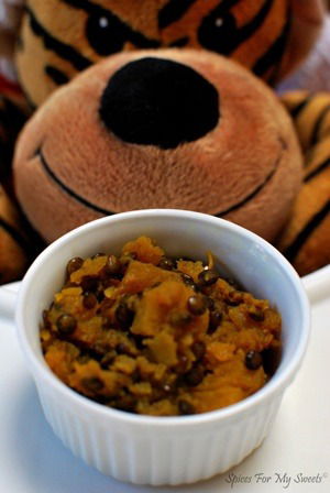 Butternut squash with puy lentil for babies