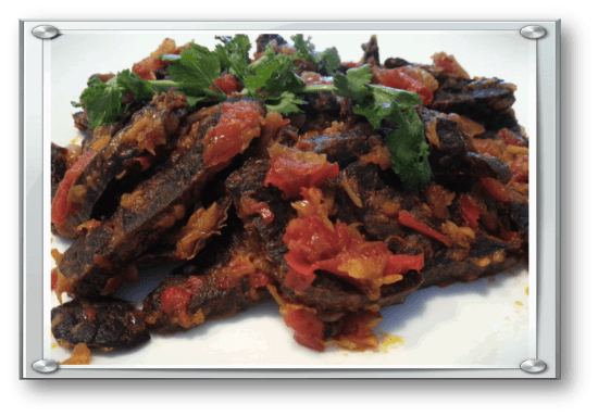 Deep fried beef lungs with chillies