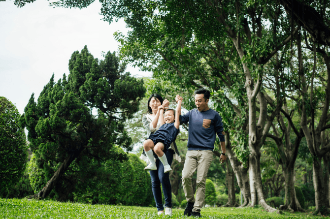 Family enjoying a weekend outing together in Singapore
