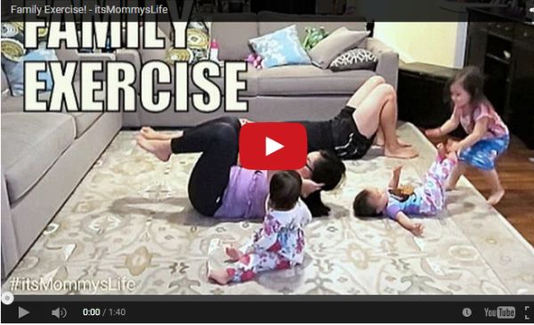 Mum and dad attempts to exercise with babies around. Too cute!