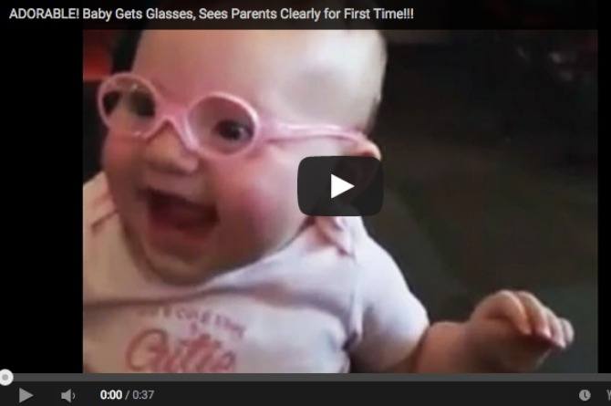 Cute baby sees her parents clearly for the first time. Her reaction is too precious!