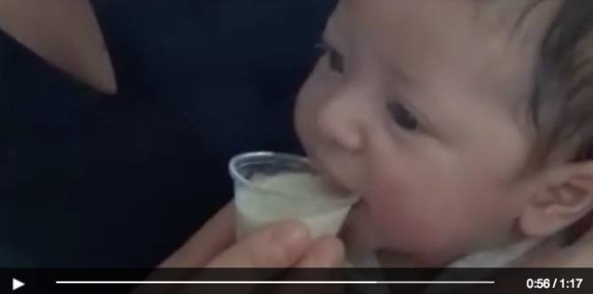 Here’s a demonstration on how to get a baby to drink from an open cup