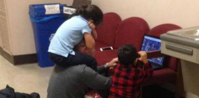University Professor babysits for single mum taking final exam
