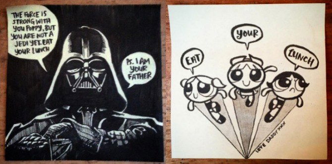 This dad draws Post-It notes for his daughter's lunchbox every day