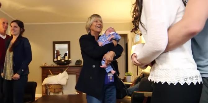 Couple surprise their friends and family with a new baby!
