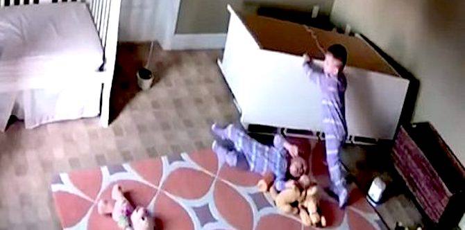 Toddler Escapes a Near Fatal Accident as Twin Comes to the Rescue