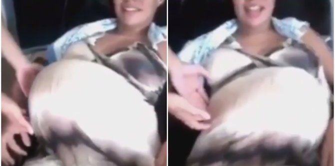 WATCH: Baby kicks so hard that mum's belly moves sideways