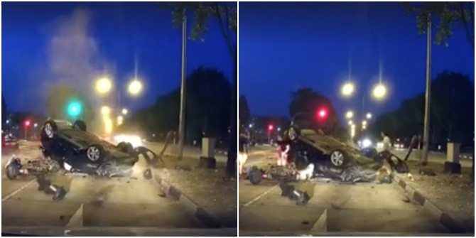 Terrible accident in Singapore, baby pulled out of car