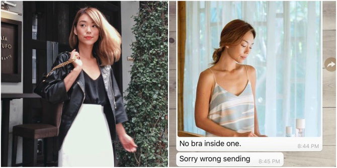 Andrea Chong Shocked to Receive Own Photo as Message, With caption, "No Bra Inside One"