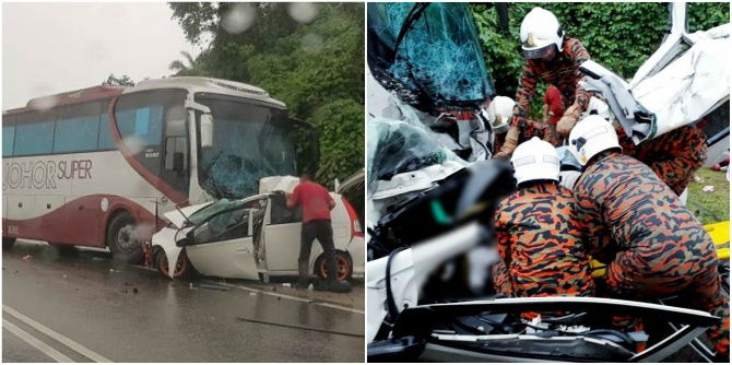 Car crash in Malaysia: Family of six killed in bus-car collision