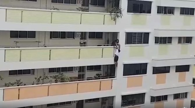 Maid dangling off fifth-floor railing in Bukit Panjang pulled to safety