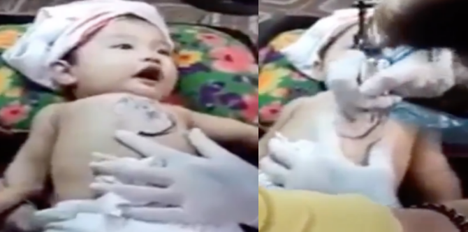 Disturbing video of baby getting inked sparks outrage