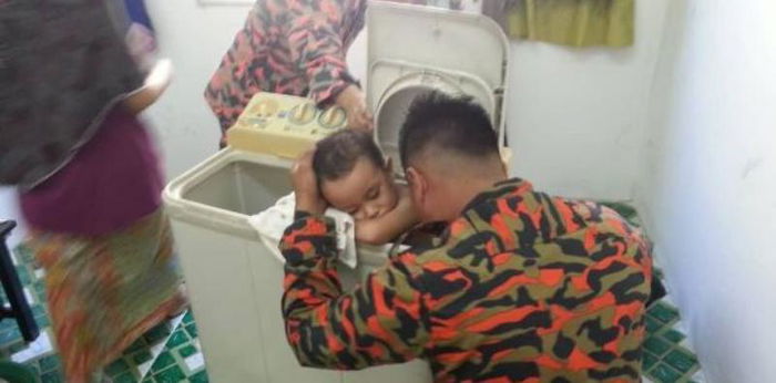 3-year-old child gets trapped inside top-loading washing machine