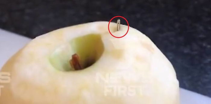 Mum discovers needle in apple, following pins in strawberries scare