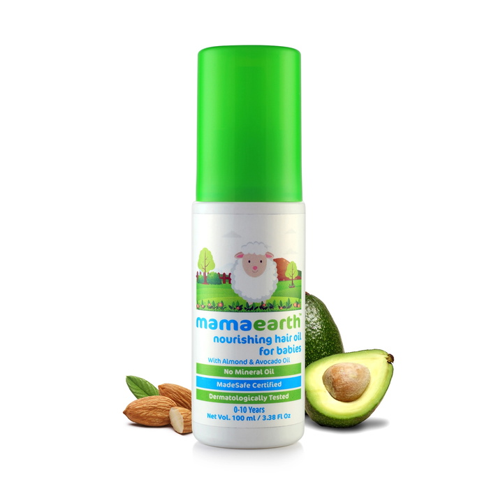 Mamaearth Nourishing Baby Hair Oil with Almond & Avocado - Best Baby Products For Adults for Healthy Hair