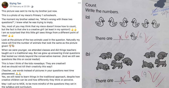 Primary 1 Girl Answers To Math Question Sparks Heated Debate Online On Creativity