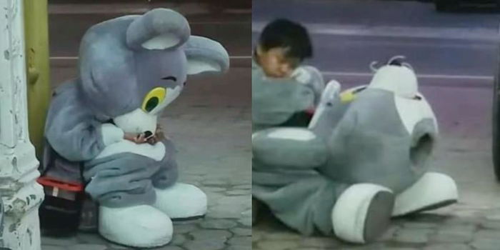 9-year-old Boy Works As Mascot To Support Family, Walks 10km Daily To Entertain Crowd