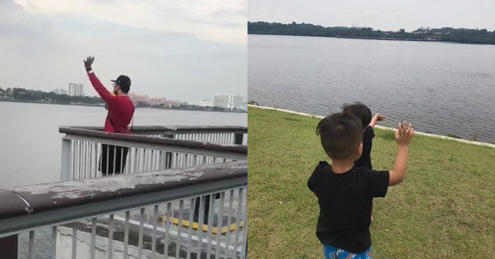 M'sian Man Calls and Waves To Johor Family From Woodlands Park, Separated By The Sea