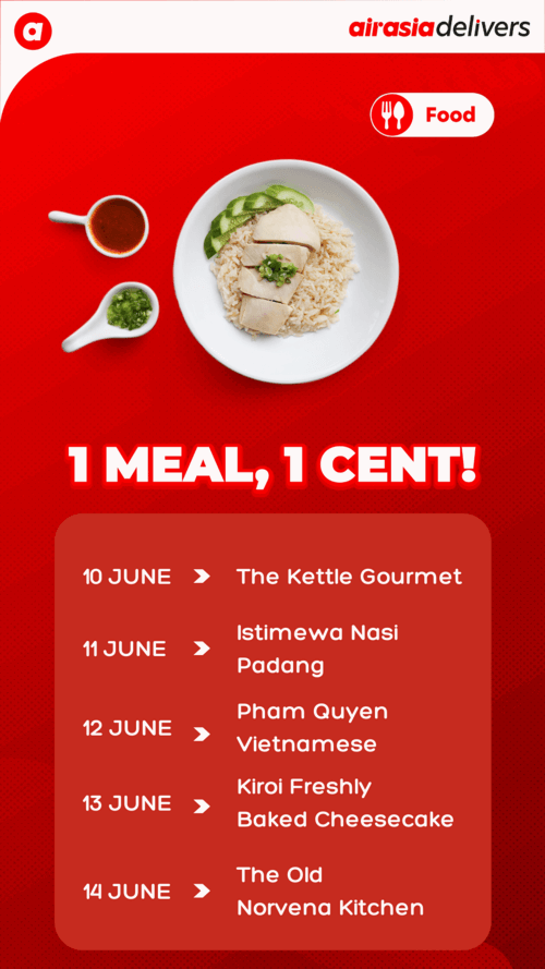 airasia food Serves Signature Meals* For Only 1 Cent!