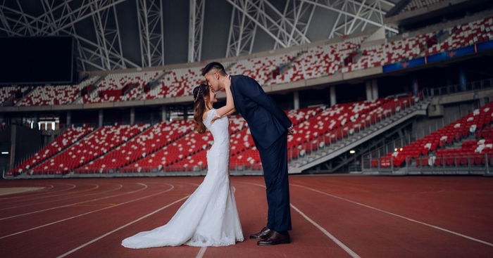 When Delvin Met Chelsea: National Athletes Take Wedding Photos At Singapore Sports Hub